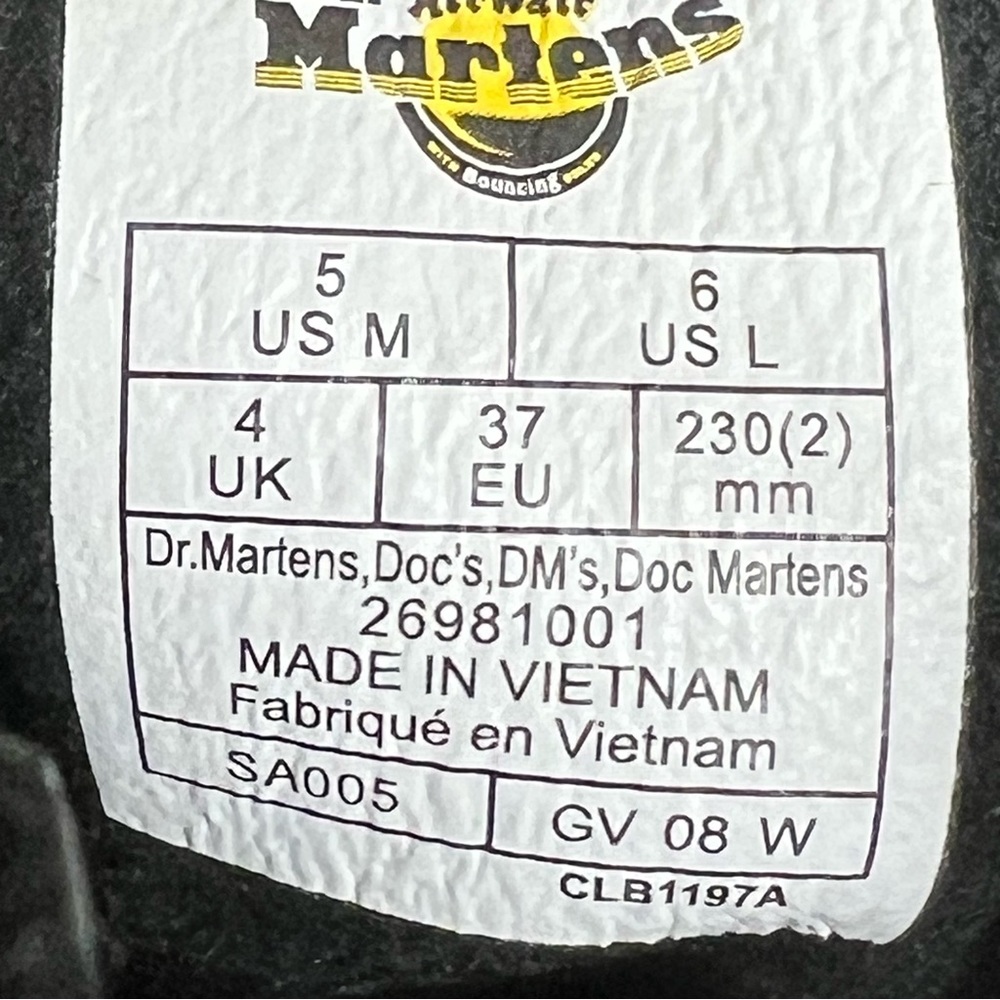 Dr. Martens 1460 Pascal Black Combat Moto Women's Boots Size 6 - Picture 9 of 9